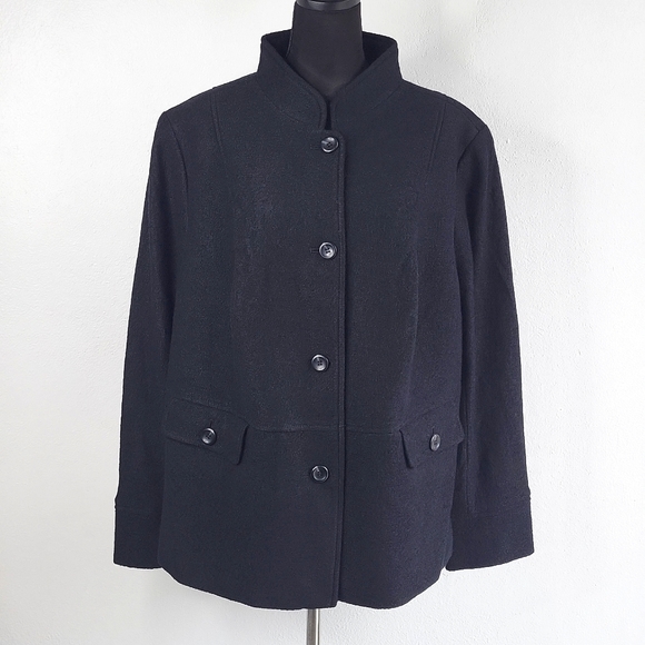 Talbots Jackets & Blazers - Talbots Wool Blend Charcoal Gray Button-Front Long Sleeve Coat w/ Pockets
